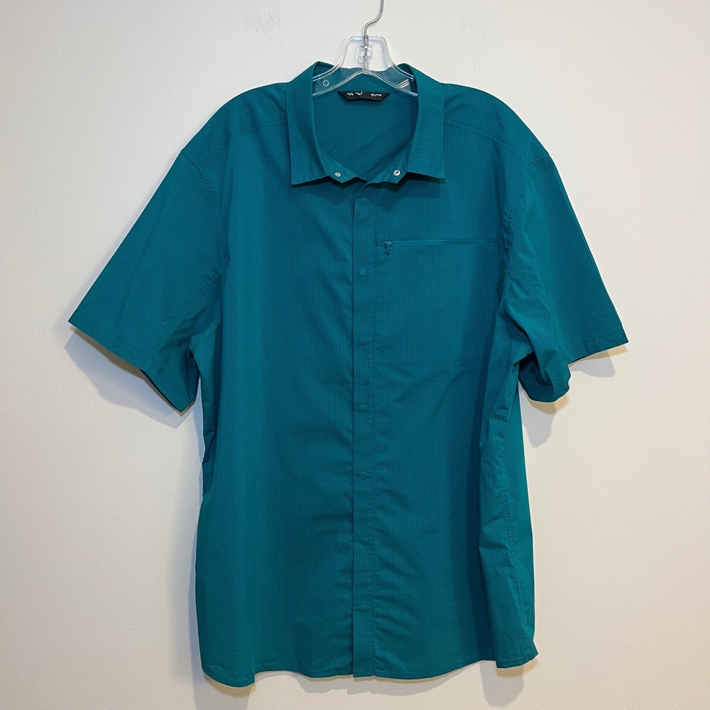 Arc'teryx Shirt Snap Front Short Sleeve Emerald Green Mens XXL Hiking Outdoor